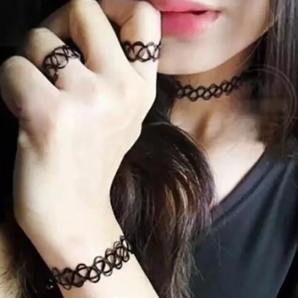 Gothic Jewellery Braided Fish Thread Choker Necklace Vintage Elastic Tattoo Choker Retro Necklace