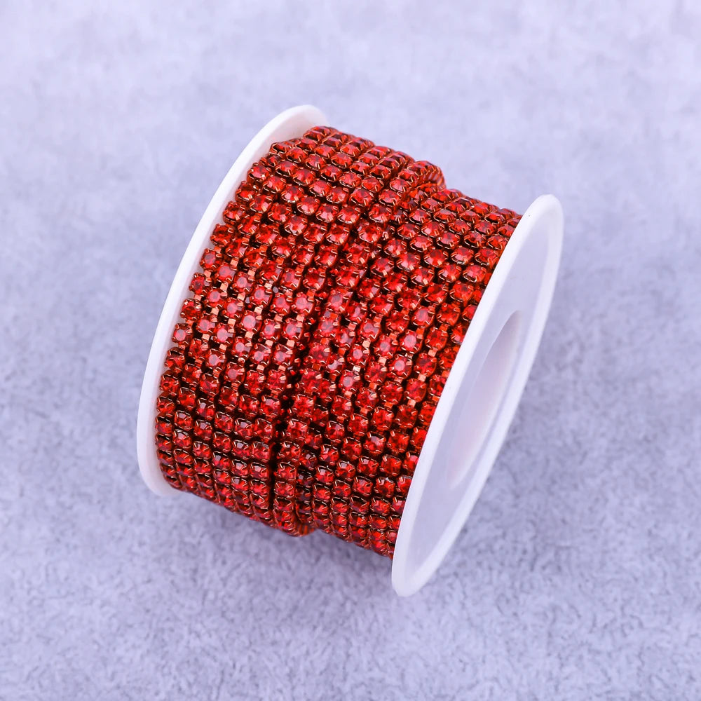 Crystal 10 Yard Rhinestones Trim Stone Cup Chain Gold Diamond Strass Decorative Applique Crystal Trimmings For Dresses - Lt. 