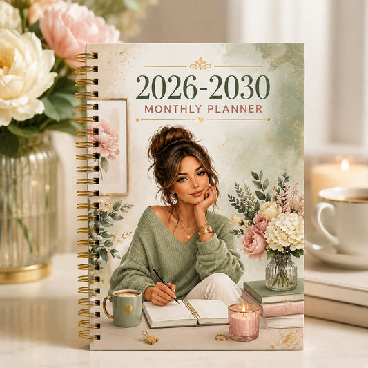 2026-2030 Monthly Planner Journal, A5 Spiral-Bound Life Organizer with Weekly & Monthly Views, Perfect for Work, School & Per