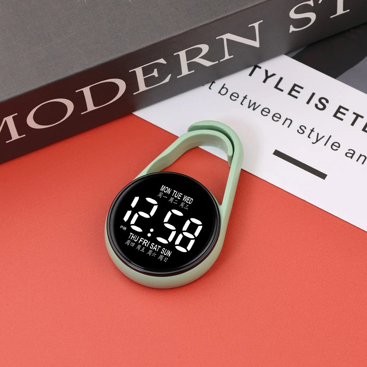 LED Electronic Hanging Watch Night Light Digital Electronic Hanging Watch Pocket Watch - Matcha Green