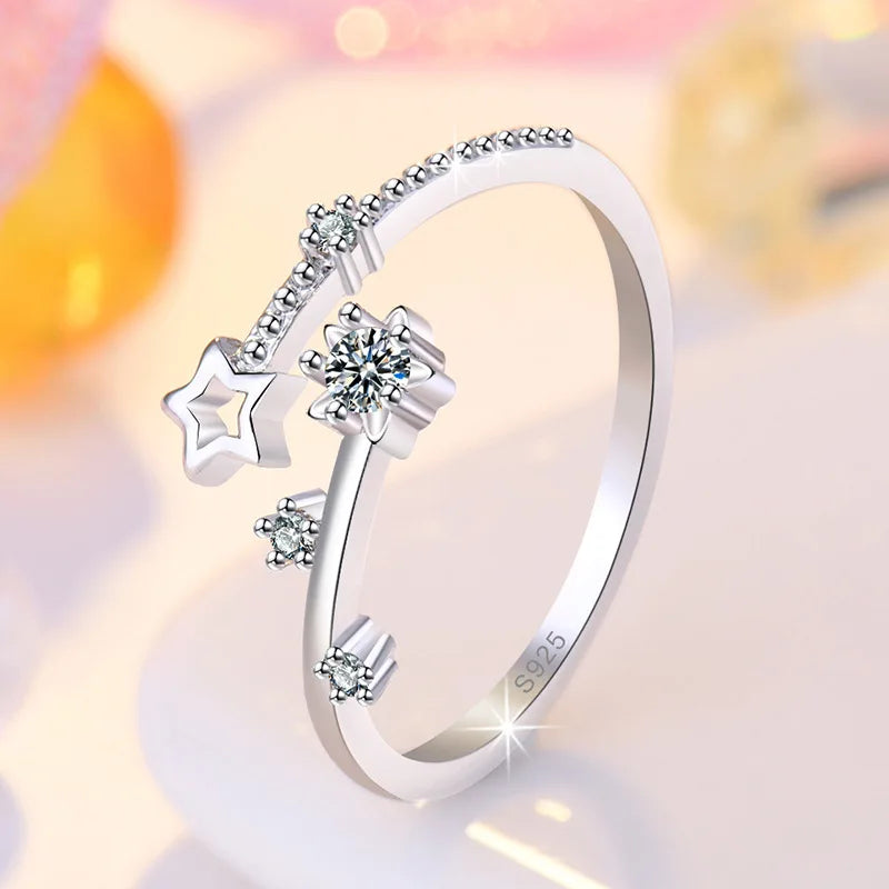 925 Sterling Silver Ring Sparkle Zircon Luxury for Women Rings Wedding Fine Jewelry Accessories Party Gift
