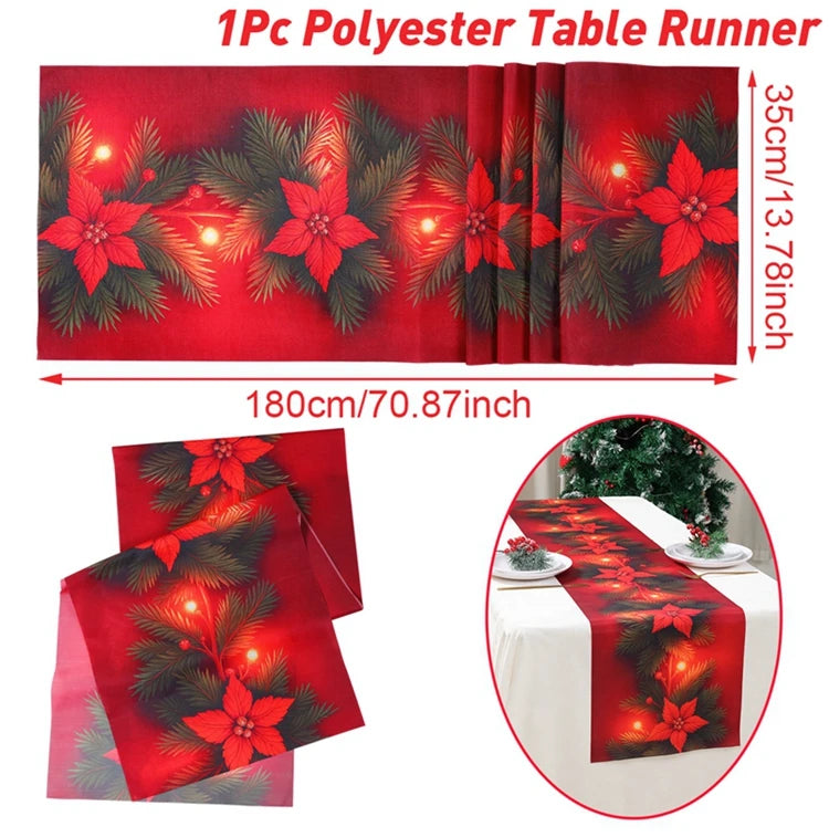 Christmas Table Runner Merry Christmas Decoration for Home Xmas Party Decor 2025 Navidad Notal Noel Ornament Happy New Year 2