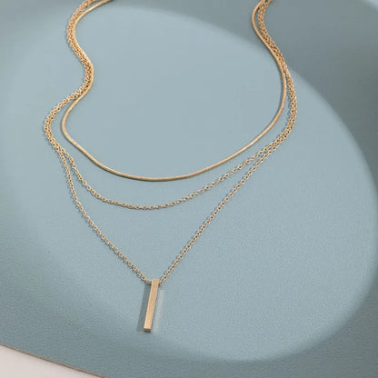 Vintage Bohemian Multilayer Minimalist Necklace for Women Stick Pendant Link Chain Necklace Collarbone Collares Fashion Jewel