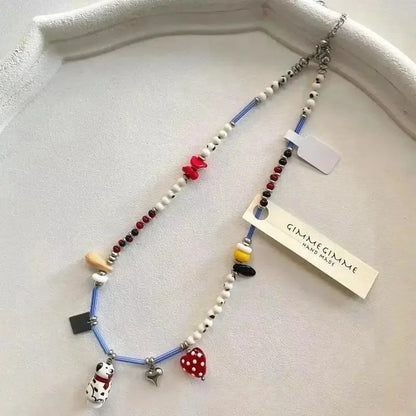 Black and White Beaded Dalmatian Puppy Cute Personalized 2025 Pendant Necklace for Women Girl Fashion Lovely Gift Jewelry - X