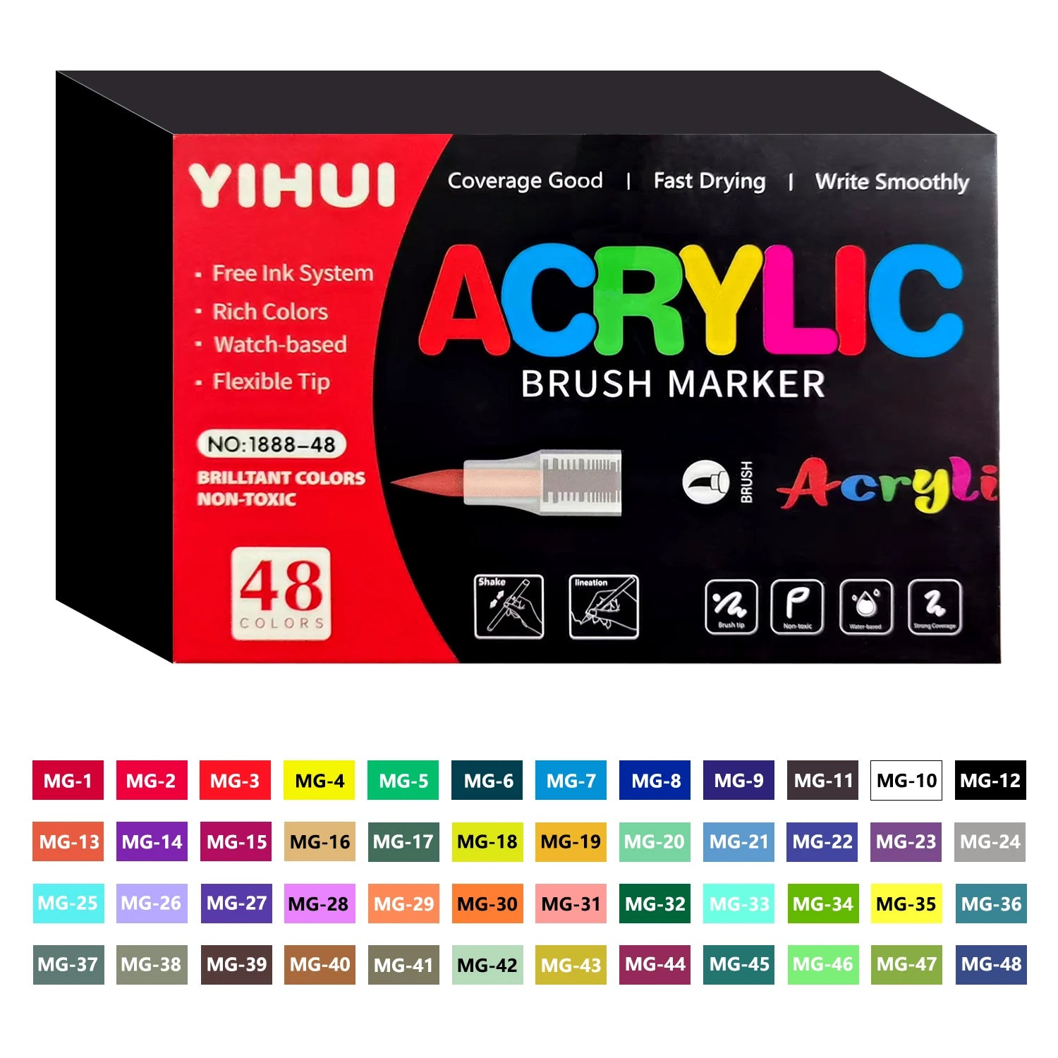12/24/36/48/60 Colors Acrylic Paint Pens Markers Brush Tip Paint Markers For Rock Painting Wood Stone Glass Gift DIY Crafts