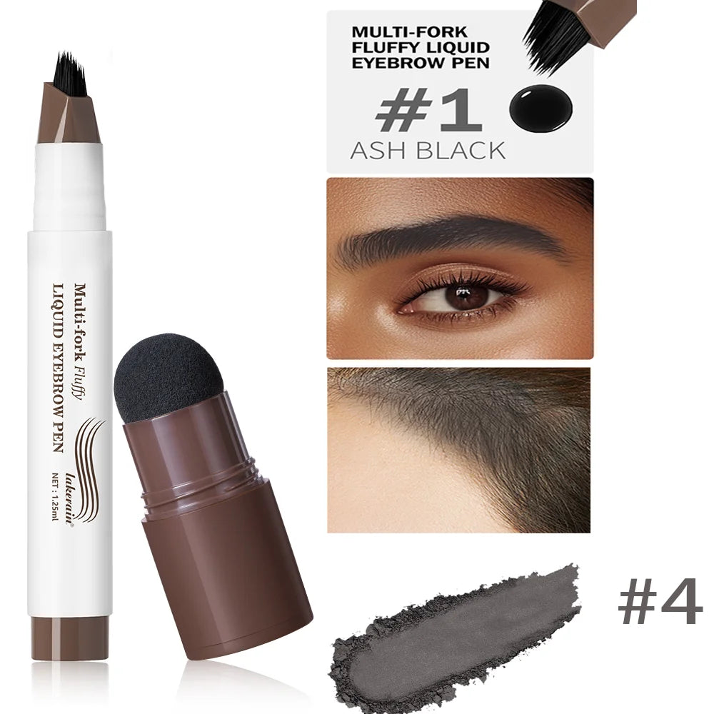 Waterproof Hairline & Root Concealer Pen – Instant Grey Coverage with Easy Blend Powder Stick for Normal Hair - 4And eyebrow 