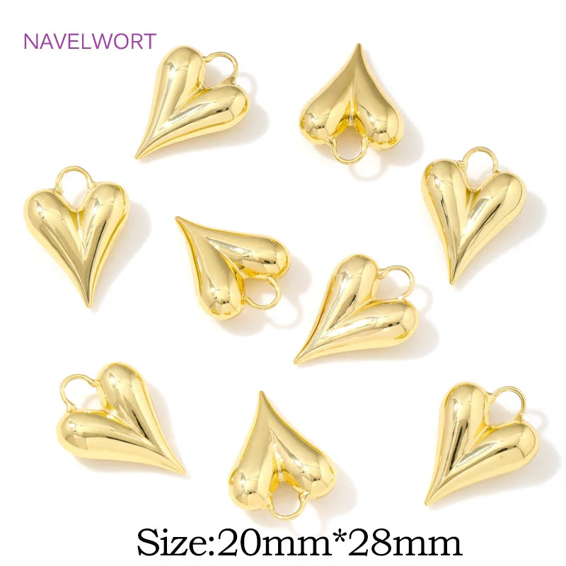 Pendants For Jewelry 18K Gold Plated Brass Heart Charms Pendants For Fashion Necklace Making Supplies DIY Jewelry Accessories