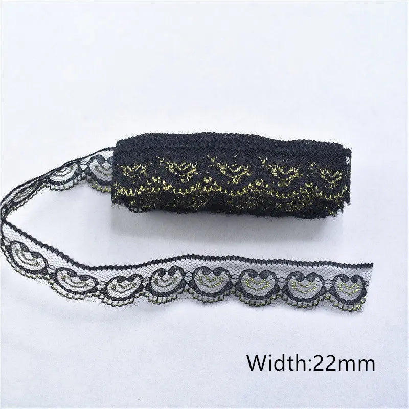 Lace Trim 10 Yards, Black Lace Ribbon for Sewing, Vintage Lace Trim for DIY Crafts, Planner Decorating, Fabric Accent Wide 14