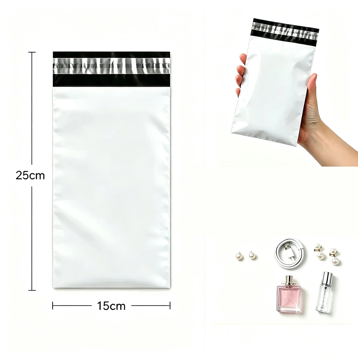 50Pcs White Courier Mailer Bags Packaging Poly Package Plastic Self-Adhesive Mailing Express Bag Envelope Postal Pouch Mailin
