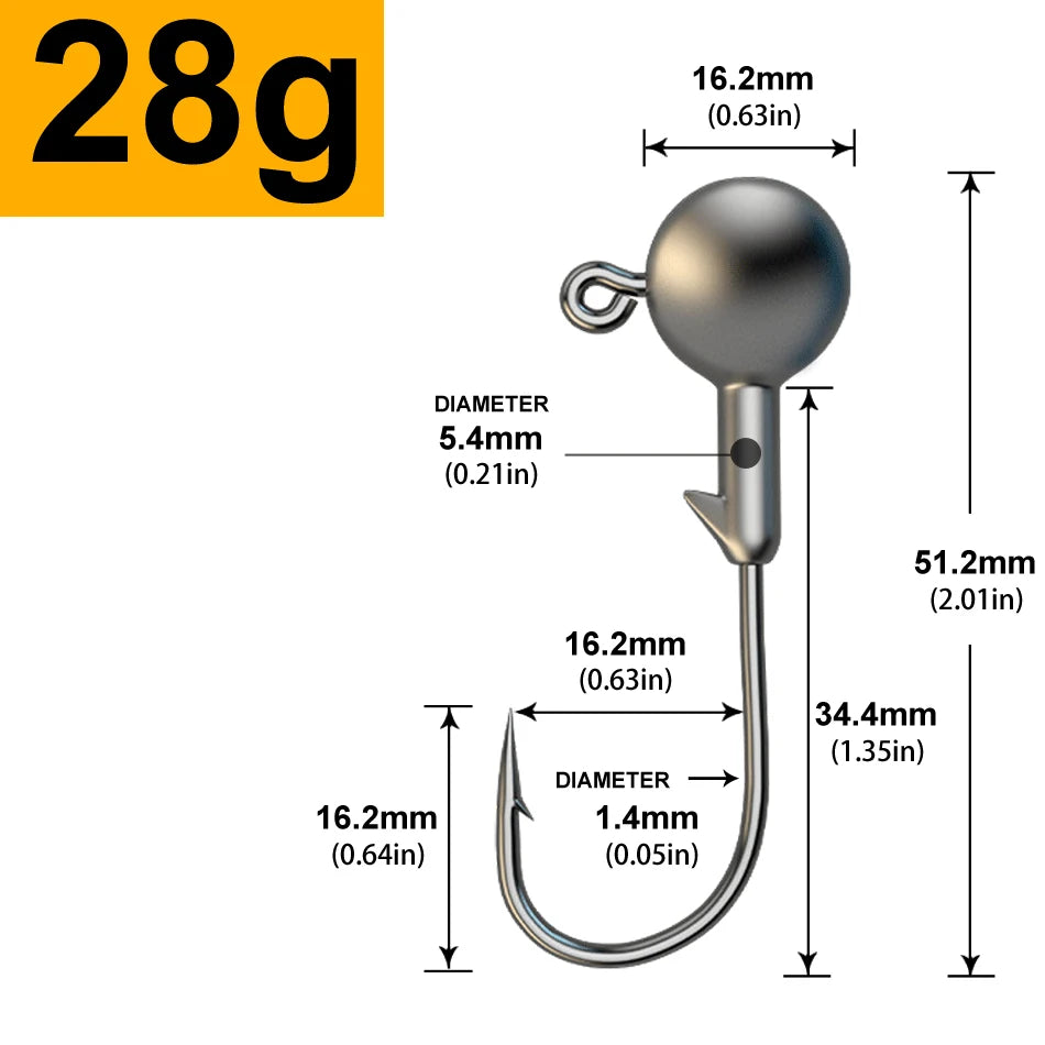 MrLurion 30pcs 1g 2g 3g 5g 10g 14g 18g 22g 25g 28g Fishing jigging head hook ,round head rigs fishhook for soft worm crank lu