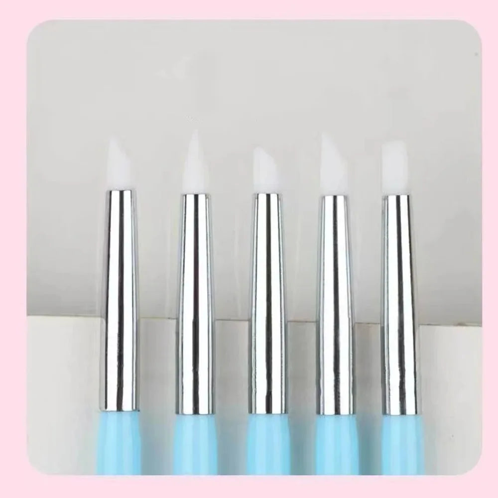 5PCS Silicone Clay Sculpting Tool for Brush Modeling Dotting Nail Art Pottery Clay Tool DIY Carving Sculpting Tools