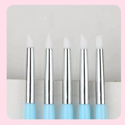 5PCS Silicone Clay Sculpting Tool for Brush Modeling Dotting Nail Art Pottery Clay Tool DIY Carving Sculpting Tools