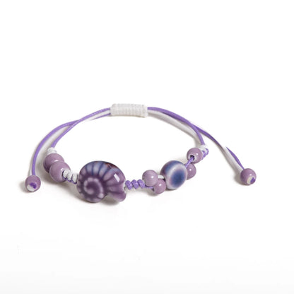 Handmade Ceramic Seashell Bracelet Adjustable Vintage Ocean Style Minimalist Jewelry Gift for Couples 154 - S00154G