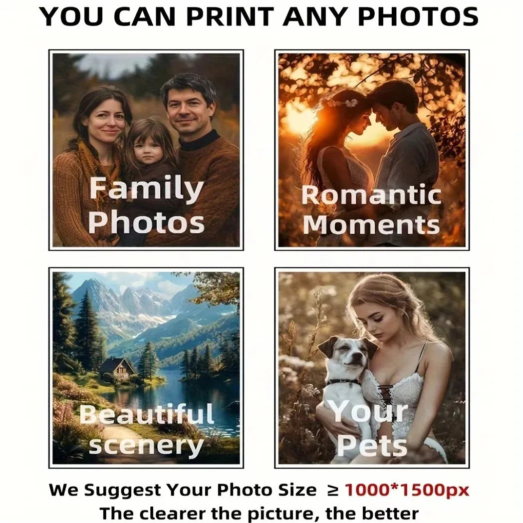 Custom Print Canvas Painting From Your Photos Wedding Birthday Poster Wall Art Decoration Pets Family Landscape Picture Decor