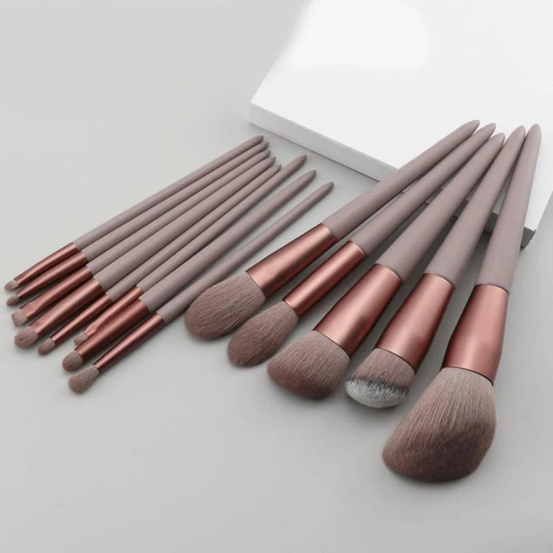 13 PCS Makeup Brushes Set Eye Shadow Foundation Women Cosmetic Brush Eyeshadow Blush Beauty Soft Make Up Tools Bag - Red