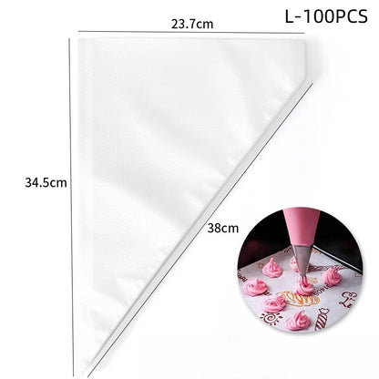 100/50/20pcs Disposable Piping Bag Pastry s Icing Fondant Cake Cream for Decorating Pastries Cakes Baking Tools - L 100PCS