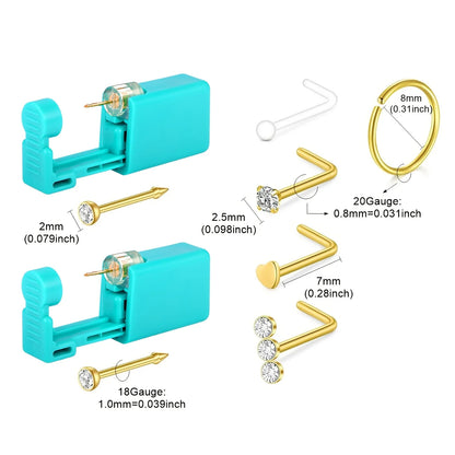 7pcs Nose Piercing Kit Nose Ring Piercing Kit, Nose Piercing Kit with Nose Rings Disposable Nose Piercing Gun Kit