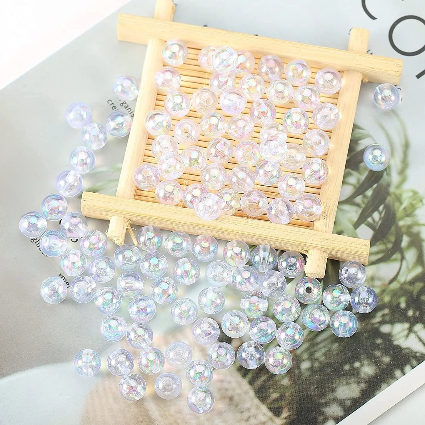 6mm/8mm/10mm Acrylic Round Craft Beads - Transparent White, for DIY Crafts & Decoration