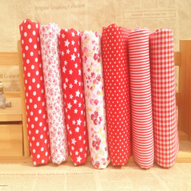 Small Vintage Floral Fabric Series 7 Pieces Assorted Pre-Cut Thick Cotton Quilt Fabric DIY Craft Sewing Handmade Accessory - 