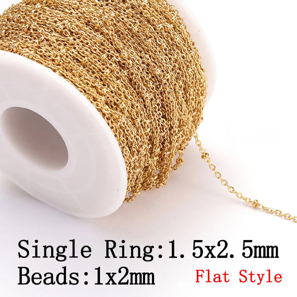 No Fade 2Meters Stainless Steel Chains for Jewelry Making DIY Necklace Bracelet Accessories Gold Chain Lips Beads Beaded Chai