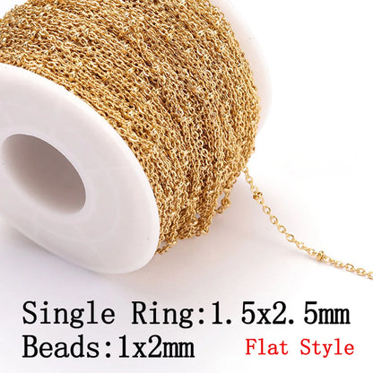 No Fade 2Meters Stainless Steel Chains for Jewelry Making DIY Necklace Bracelet Accessories Gold Chain Lips Beads Beaded Chai