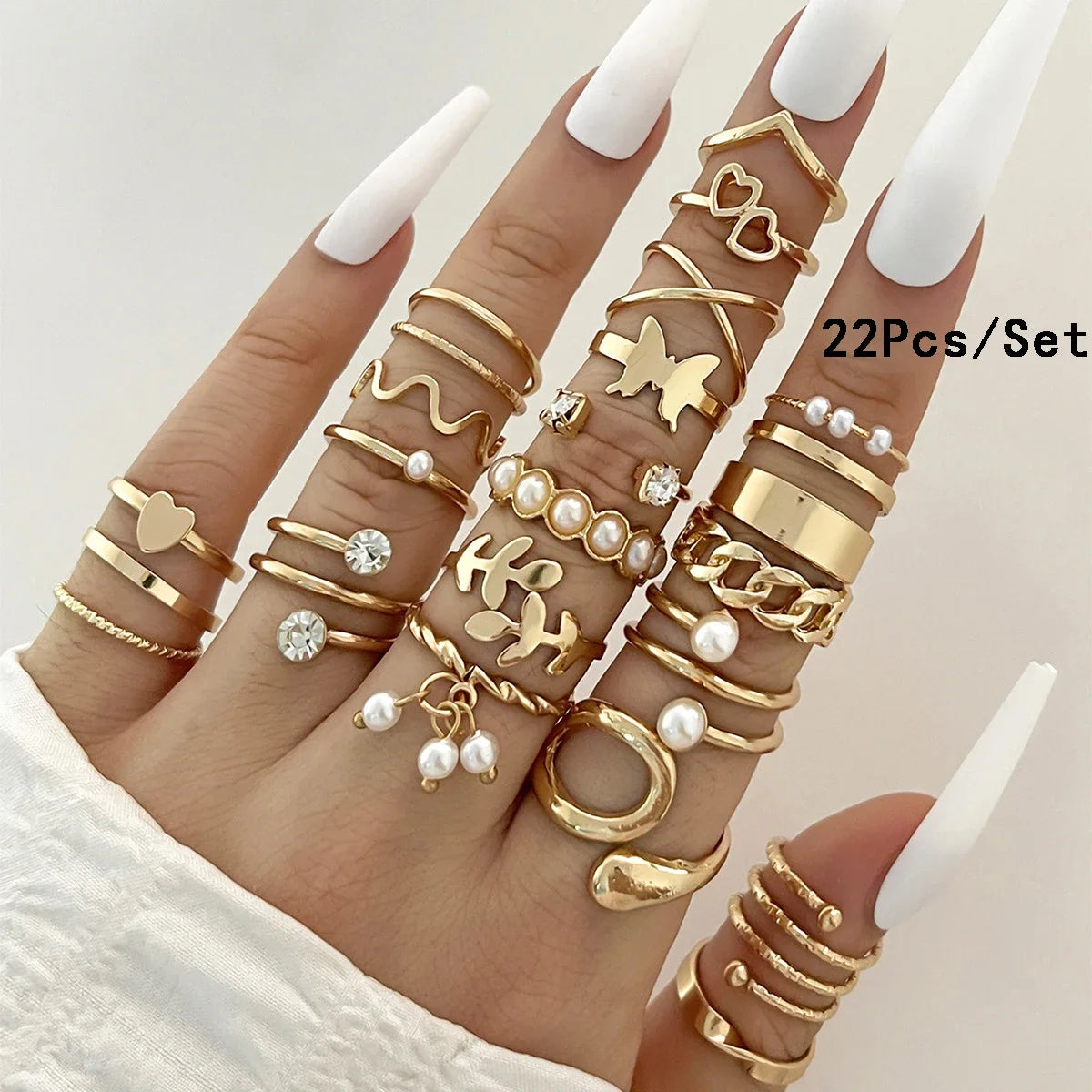 30Pcs Bohemian Geometric Knuckle Rings Set For Women Gold Silver Color Finger Ring Girls Fashion Party Jewelry Accessories - 