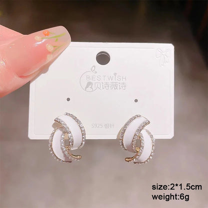 Pure White Women's Dangle Earrings Blooming Flower Acrylic Enamel Butterfly Imitation Pearl Heart Hanging Earrings Elegant Br