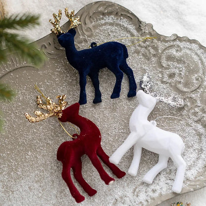 Christmas Supplies 2024 Christmas Pendant Tree Decorative Pendant Pink Flocked Deer Ornament New Year'S Decor новогодний деко
