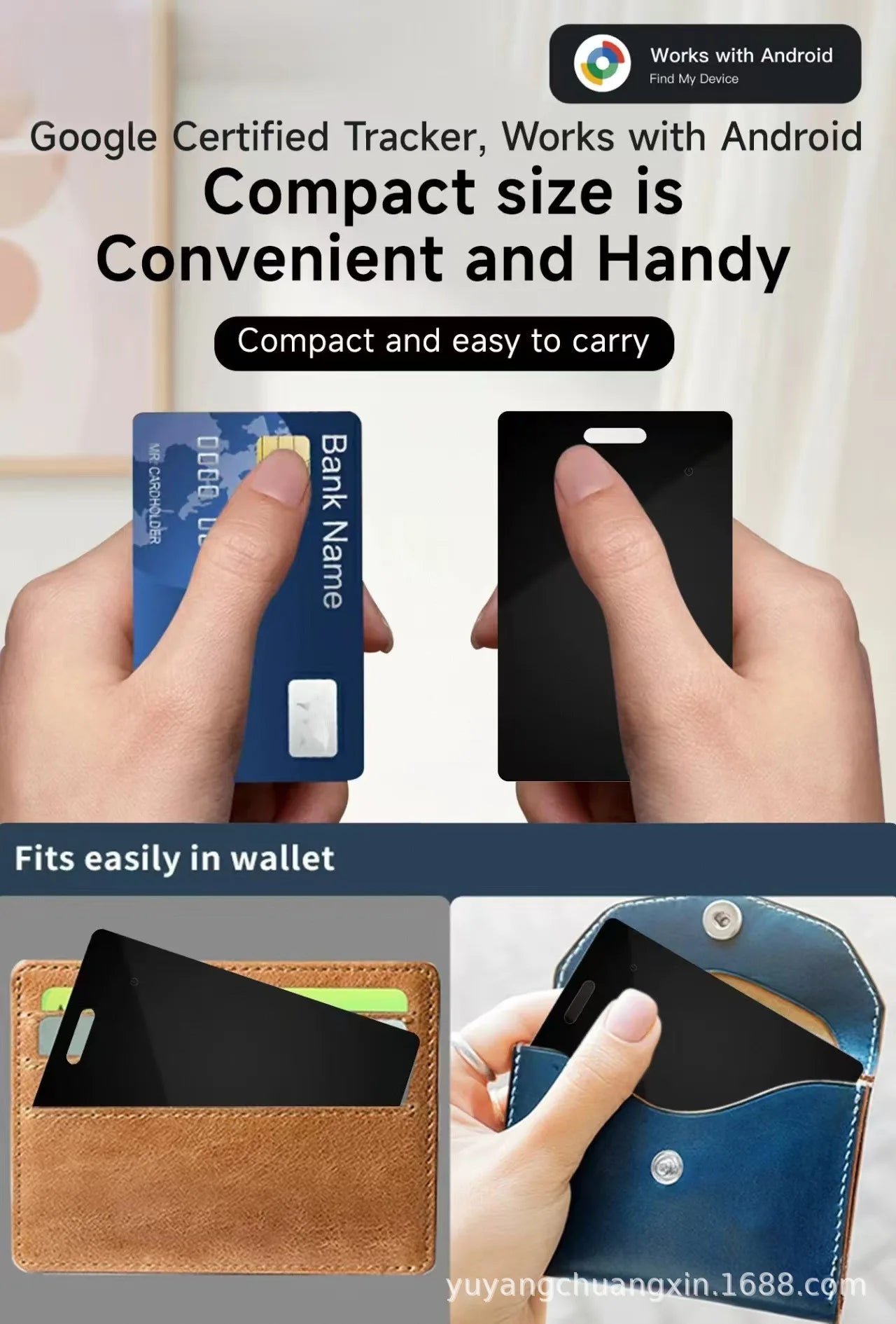 Wallet Tracker Card, Rechargeable Thin Finder, Works with Google Find My (Android Only),Item Locator for Luggage Tags Passpor
