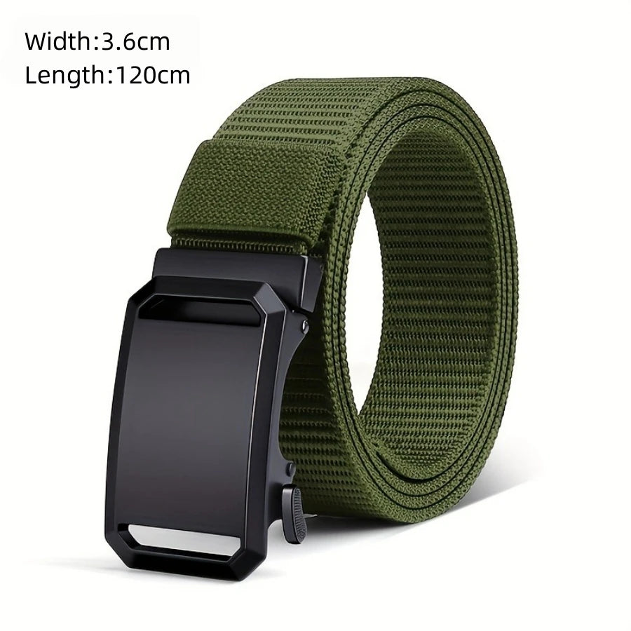 Men's Belt Outdoor Hunting Tactics Belt Multi functional Buckle Nylon Belt Marine Corps Canvas Belt - Green-799