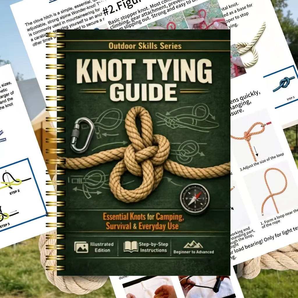 40 Page Outdoor Survival Knot Bible Step by Step Illustrated Complete Knot Guide for Camping Hiking Daily Survival Home