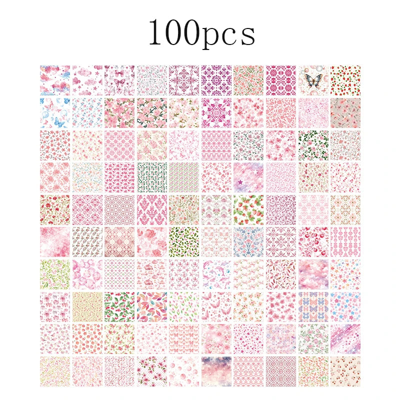 100pcs Vintage Paper Multi Style Deco Retro Stationery Supplies Writing Paper Junk Journal Label Scrapbooking Material Suppli