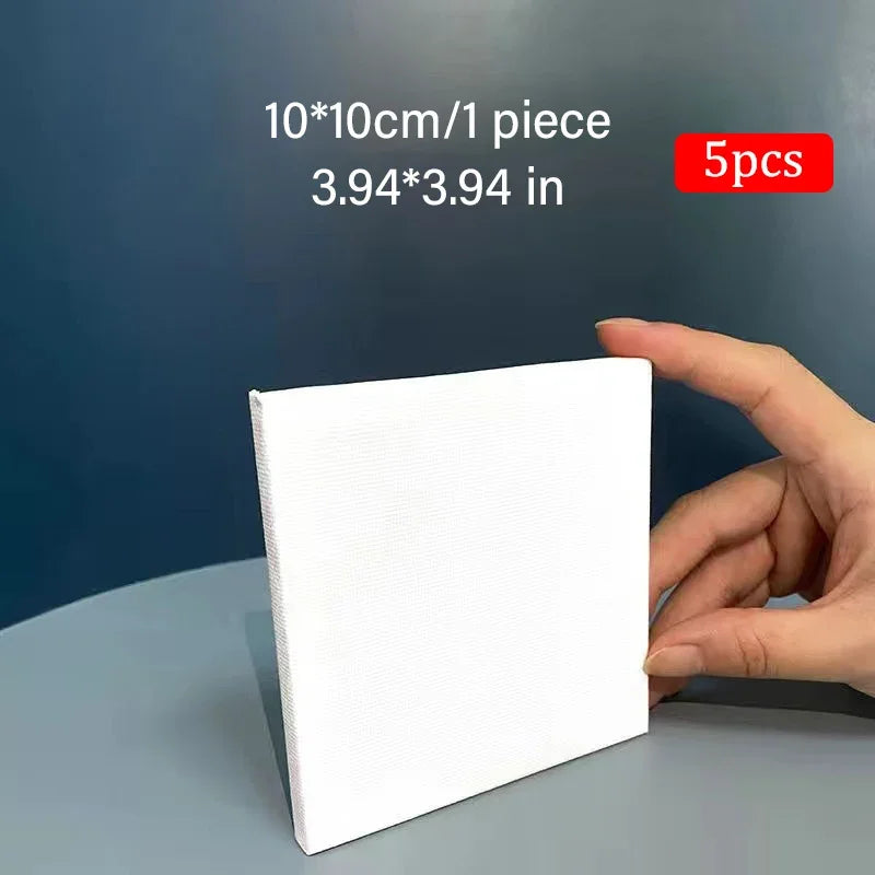 5pcs White Blank Square Artist Canvas Wooden Board Frame Cotton Artist Canvas Boards for Oil Painting Acrylic Watercolor - 5p