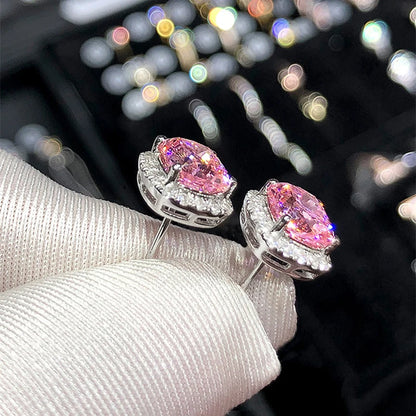 CAOSHI Luxury Women's Stud Earrings for Party Dazzling Pink/White/Yellow Zirconia Accessories Exquisite Design Jewelry Chic G