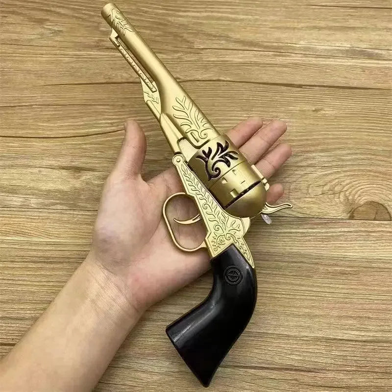 Metal Western Cowboy Revolver Non-Firing Model, Vintage Design, Collectible, Not A Real - Gold