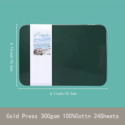 Potentate Watercolor Book Artist-grade Cotton A6 Rough-grained Watercolor Paper 300g Postcard Tin Box Travel Sketch Art Suppl