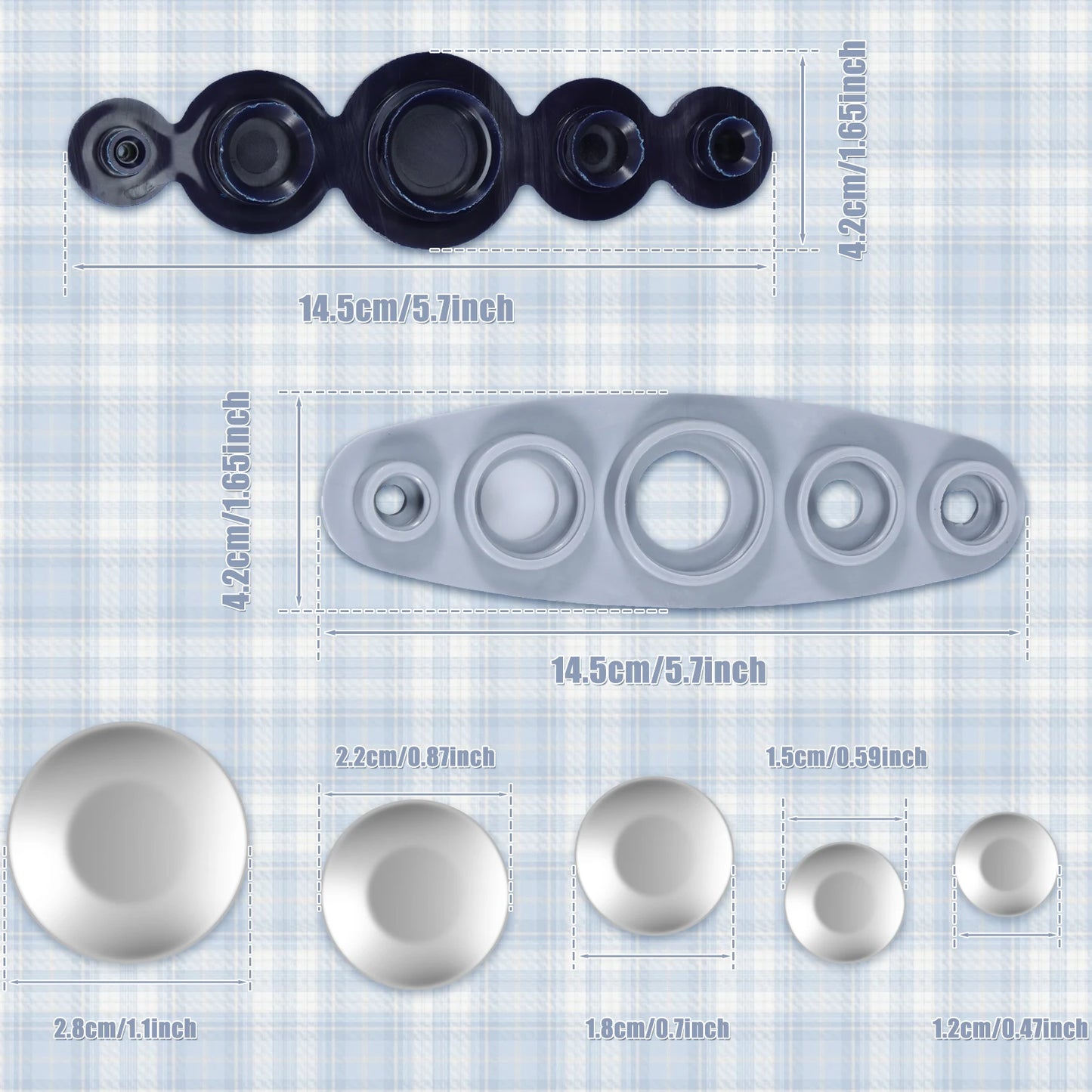 100 Pcs Cover Button Kit 5 Different Size Cover Buttons with 5 in 1 Button Tool Aluminum Alloy Button Craft Kit DIY Covered