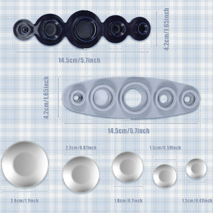 100 Pcs Cover Button Kit 5 Different Size Cover Buttons with 5 in 1 Button Tool Aluminum Alloy Button Craft Kit DIY Covered