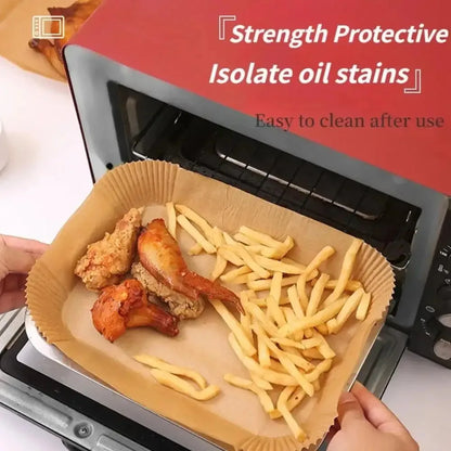 50/100pcs Disposable Air Fryer Paper Rectangle Kitchen Baking Airfryer Mat Oilproof Micro-wave Barbecue Baking Paper Accessor