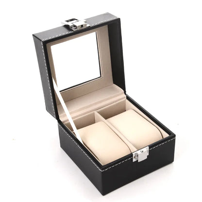PU Leather Display Storage Collection Organizer Watch Box Case With Glass Top Slot Men Watch Bracket Display Box Gifts