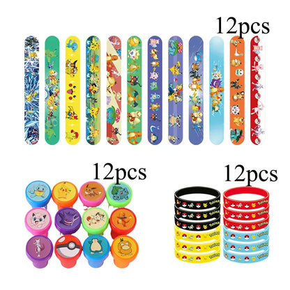 PokeMons Theme Party Favors Slap Bracelets Stickers Balloons Party Gifts Goodie Bag Stuffers Fillers Birthday Party Decoratio
