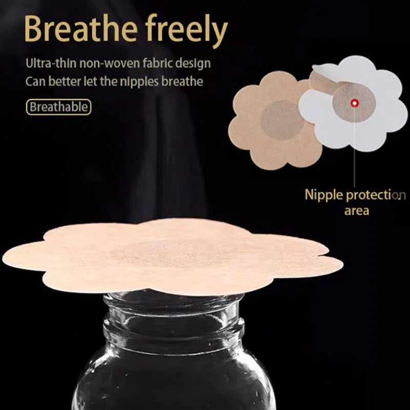 100Pcs Nipple Sticker Disposable Invisible Chest Sticker Non-woven Bra Breast Patch Bra-less Pasties Pad Nipple Cover Sticker