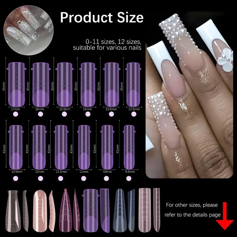 140pcs/box Nail Forms Set Colorful Full Nail Forms Top Molds Tips For Nails Gel Extension Forms Fake Building Mold Tools