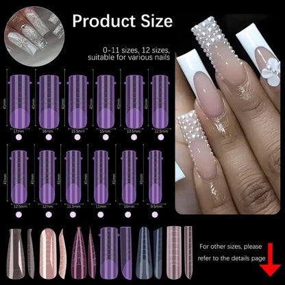 140pcs/box Nail Forms Set Colorful Full Nail Forms Top Molds Tips For Nails Gel Extension Forms Fake Building Mold Tools