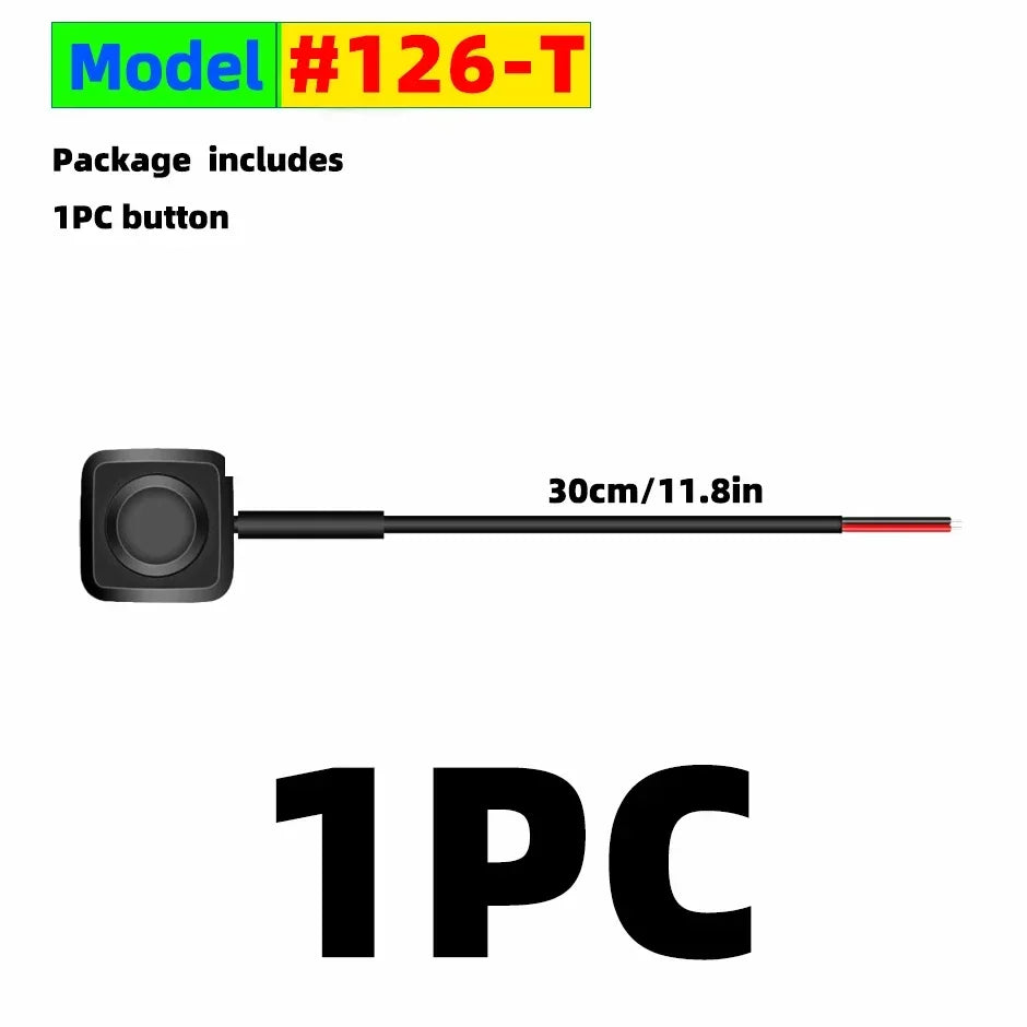 Momentary Push Button Switch ON/OFF 12V/24V Surface Mount Mini Round Black Button for Horn, Doorbell, Temporary Control - 1PC