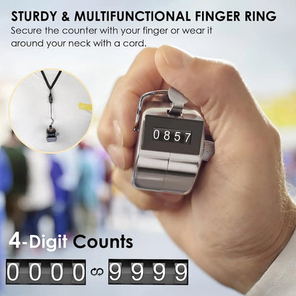 Metal Handheld Tally Counter 4-Digit Number Count Clicker Counter, Hand Mechanical Counters Clickers Pitch Counter for Coachi