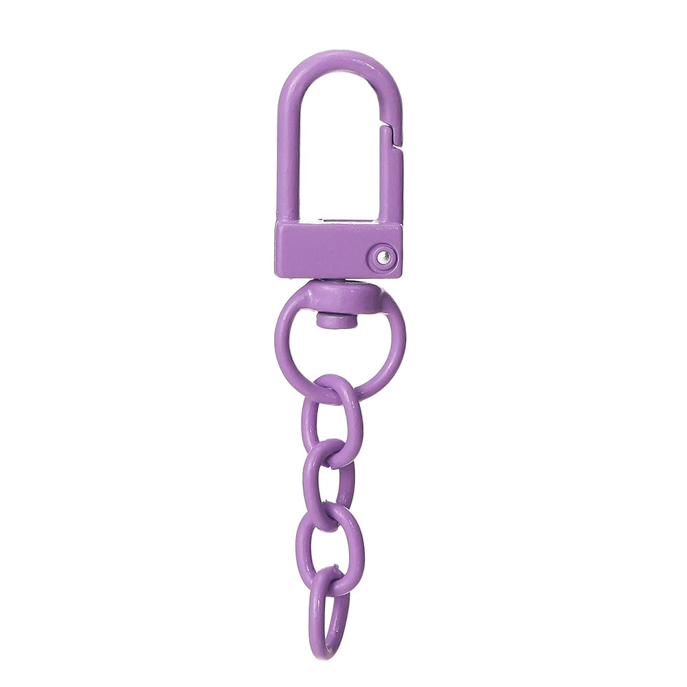 10pcs/lot Keyring Lobster Clasp Spring Buckle With Chains Colored Keychains For DIY Jewelry Making Key Ring Hooks Bags Buckle