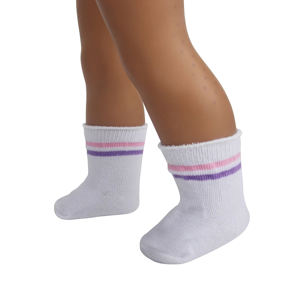 Doll Accessories Socks Heart Stripe Solid Color Knit Doll Socks For 43cm Baby New Born&18 inch American,OG Girl Doll Toy - BE