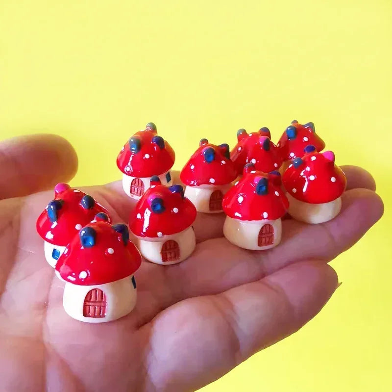 9 pcs mini house/little trees/miniatures cottage/shabby /cute/ fairy garden/gnome/moss terrarium home decor/crafts supplies -