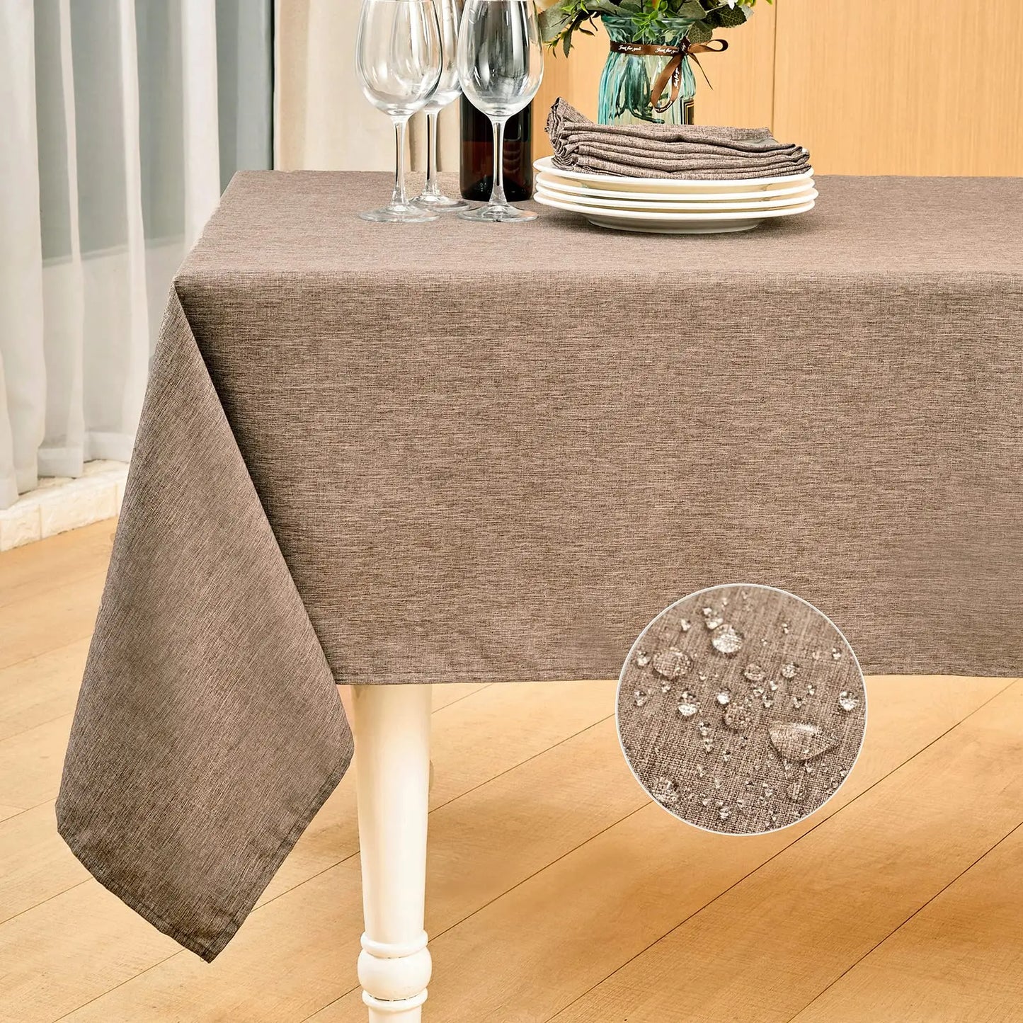 Waterproof Rectangle Table Cloth, Farmhouse Tablecloth, Anti-Shrink, Soft and Wrinkle Resistant, Decorative Fabric Table Cove